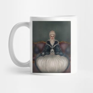 Marie Antoinette Portrait Historical Romantic Dress Holding a Skull and A Crystal Ball Mug